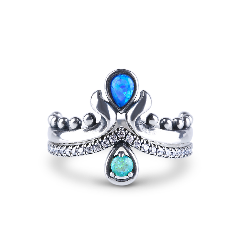 Jeulia Conjunto De Anillos De ópalo Apilable De Lágrima Sirena