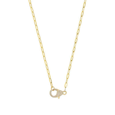 Jeulia "Lobster Clasp" Custom Color Sterling Silver Round Cut Link Chain Necklace