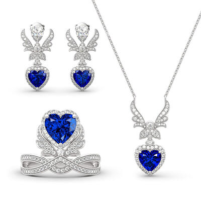 Jeulia Conjunto de joyas con alas de ángel en forma de corazón