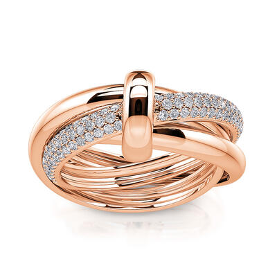 Jeulia  Rose Gold Tone Triple Link Knot Sterling Silver Ring