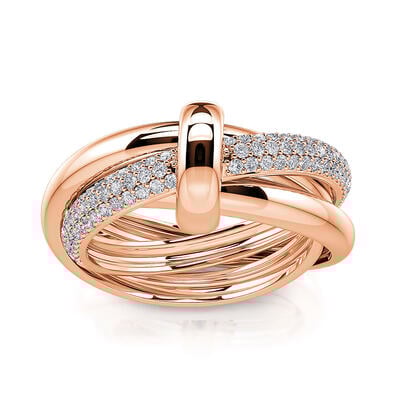 Jeulia Rose Gold Tone Triple Link Knot Sterling Silver Ring