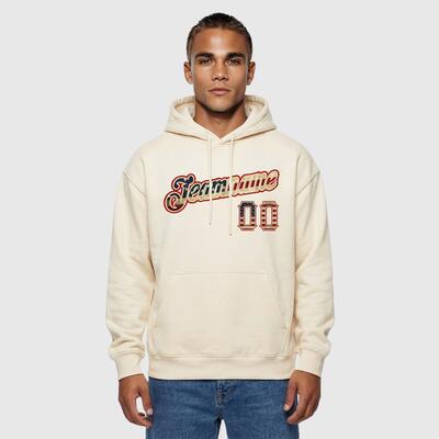 Custom Stitched Hoodie Vintage USA Flag-Cream Sports Pullover Sweatshirt Hoodie