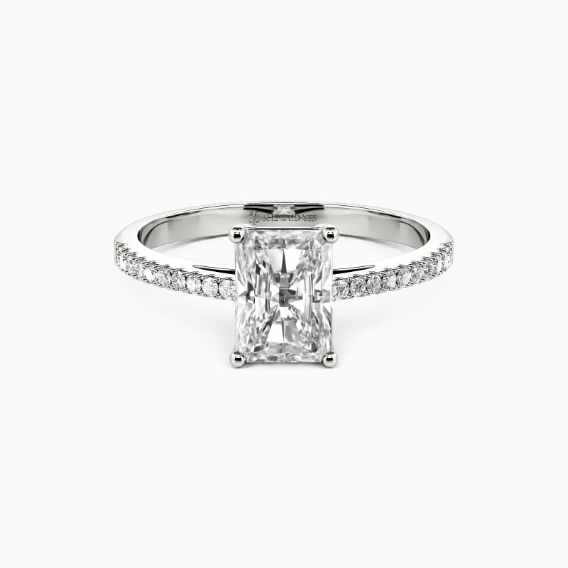 SHE·SAID·YES "Swear on Love" 1ct Radiant Cut Side Stone Engagement Ring