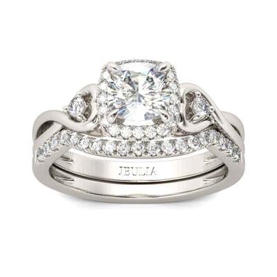 Jeulia スターリングシルバー 2連コンビネーション ヘイローリング