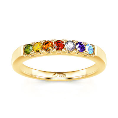 Jeulia Multi-Stone Rainbow Sterling Silver Ring