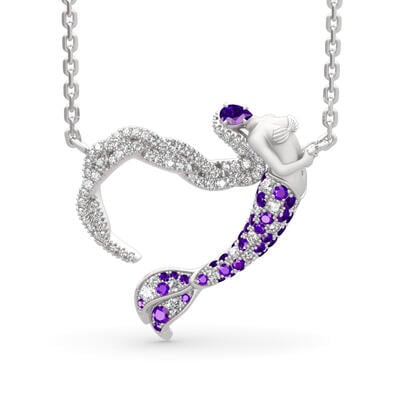 Jeulia "Ocean's Light" Sterling Silver Mermaid Gift Necklace for Valentine's Day