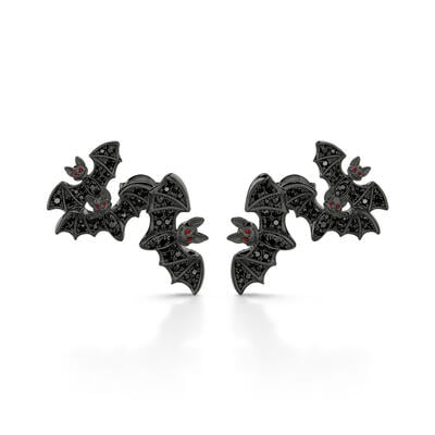 Jeulia "Witches' Familiars" Bat Sterling Silver Earrings