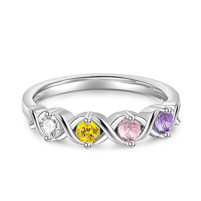 Jeulia "Infinite Love" Family Ring with Birthstones Sterling Silver