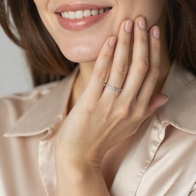 "My Soulmate" 0.3ct Pear Cut Side Stone Engagement Ring
