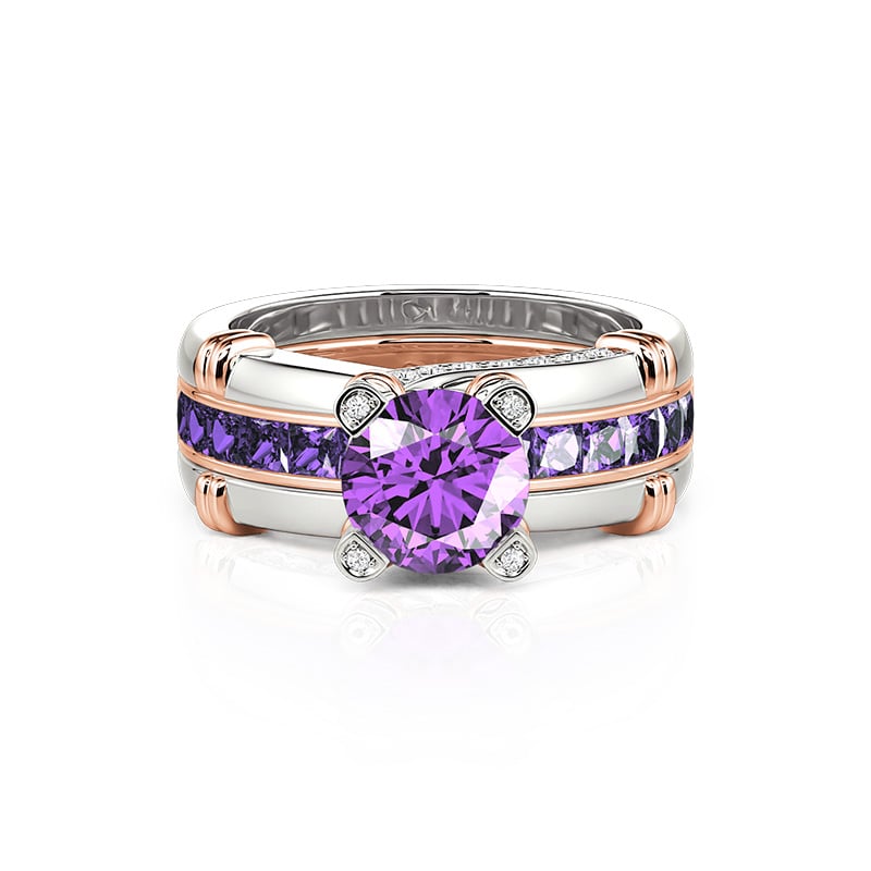 Jeulia Conjunto De Anillos Intercambiables De Talla Redonda En Plata De Ley