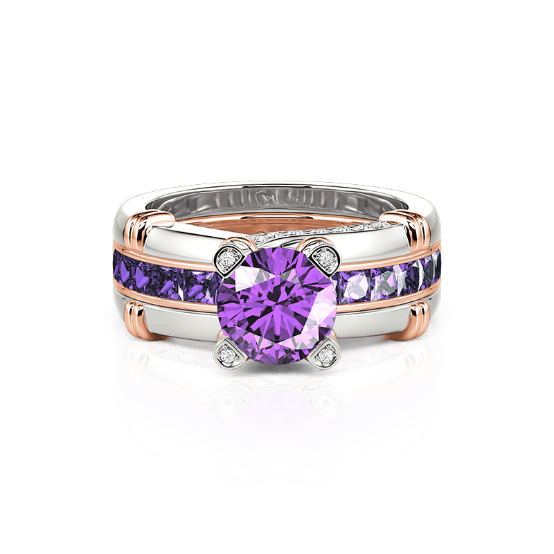 Jeulia Conjunto De Anillos Intercambiables De Talla Redonda En Plata De Ley