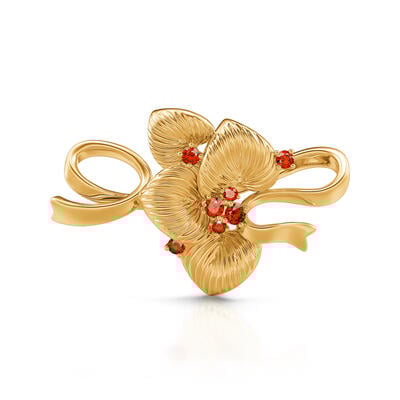 Jeulia Christmas Red Fruit Design Sterling Silver Brooch