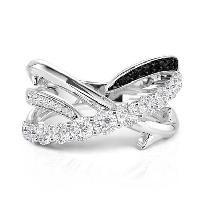 Jeulia Intertwined Thorn Two Tone Infinity Ring Sterling Silver