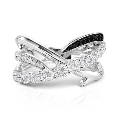 Jeulia Intertwined Thorn Two Tone Infinity Ring Sterling Silver