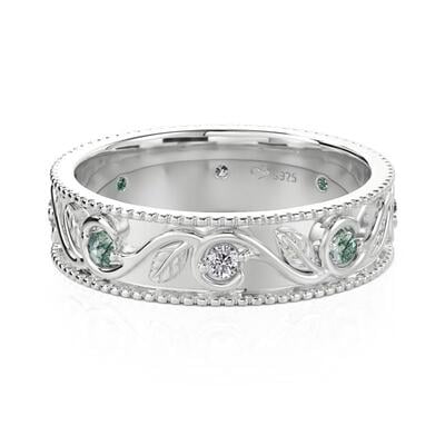 Jeulia Curled Leaf Twist Moss Agate Wedding Ring for Men