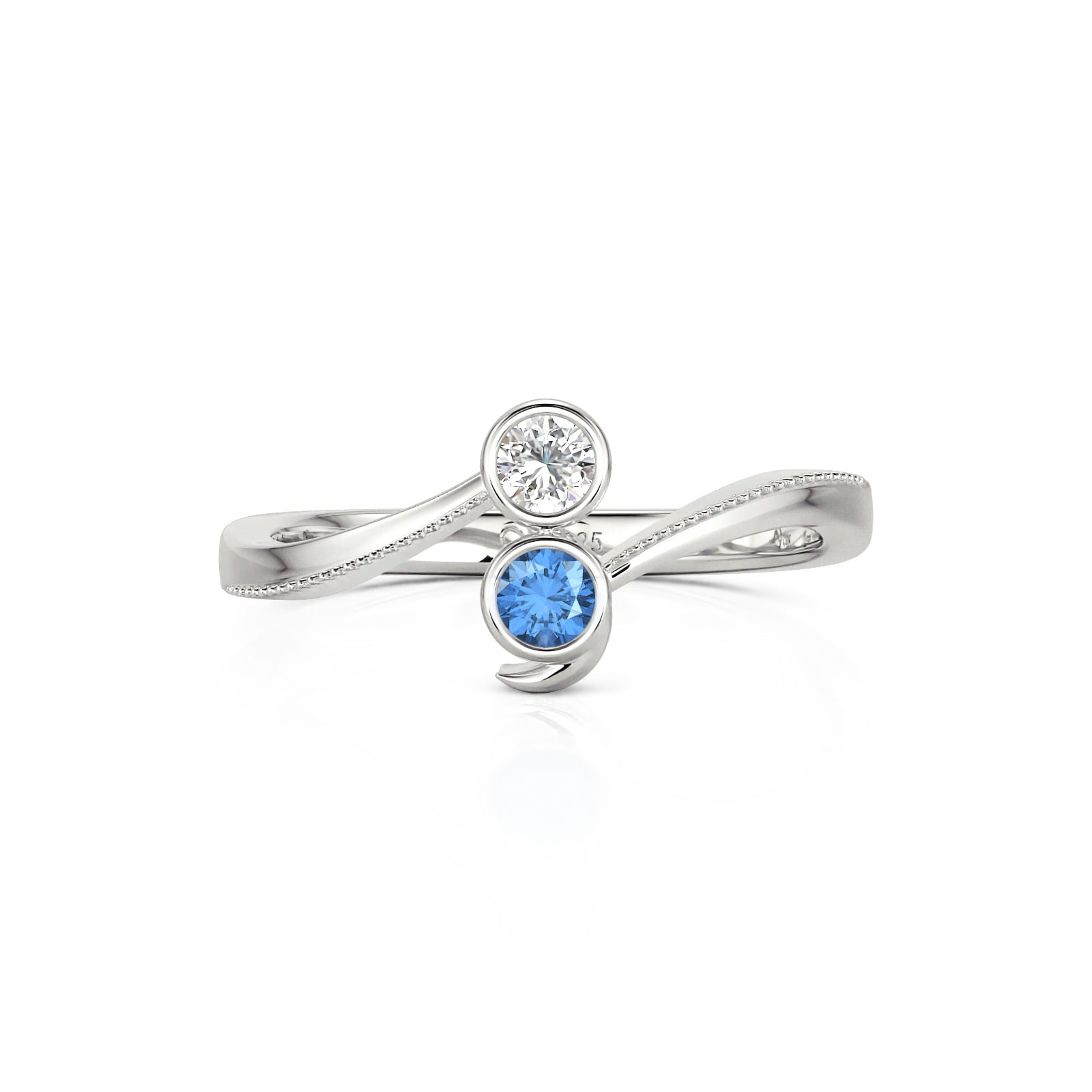 Jeulia Custom Semicolon Ring with 2 Birthstones
