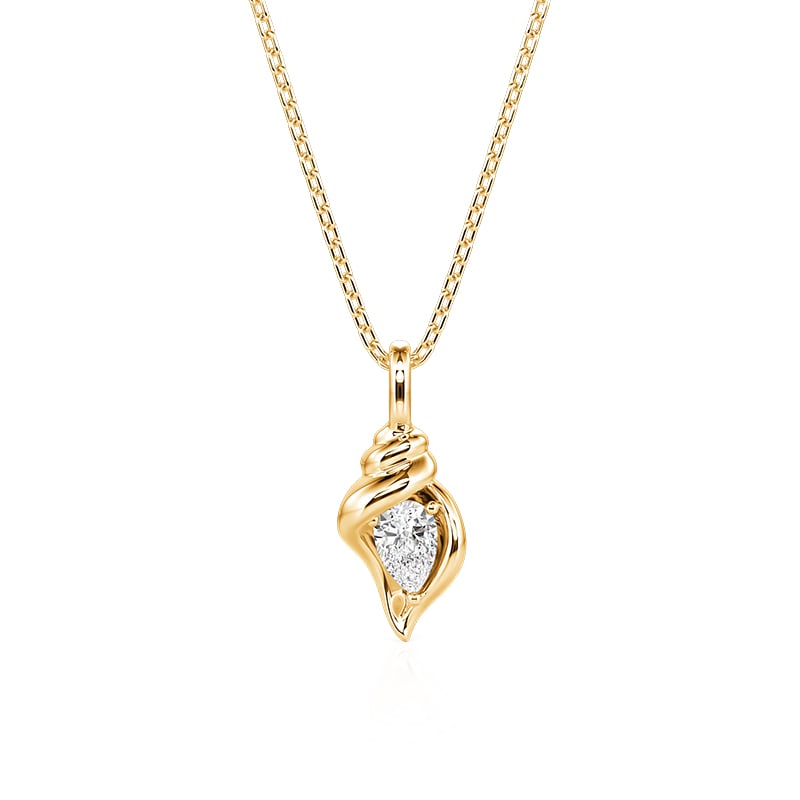 Jeulia Custom Birthstone Gold Conch Shell Necklace