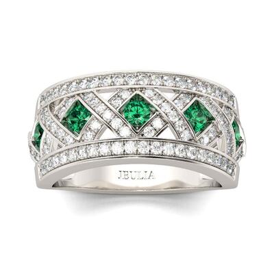 Jeulia Interwoven Round Cut Sterling Silver Women's Band