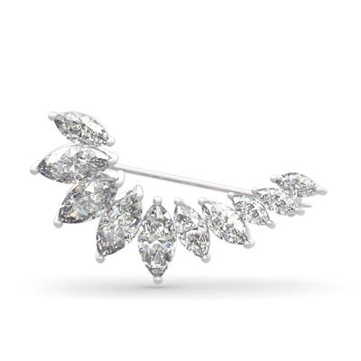 Jeulia Unique Design Marquise Cut Sterling Silver Brooch