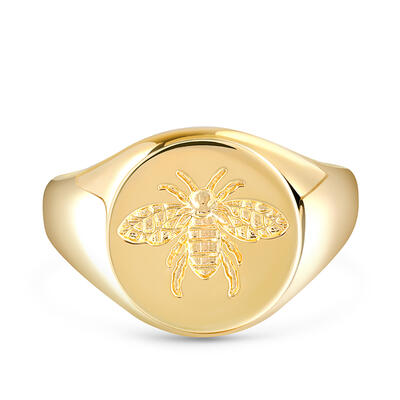 Jeulia Anillo de Sello de Plata de Ley Redondo de Abeja