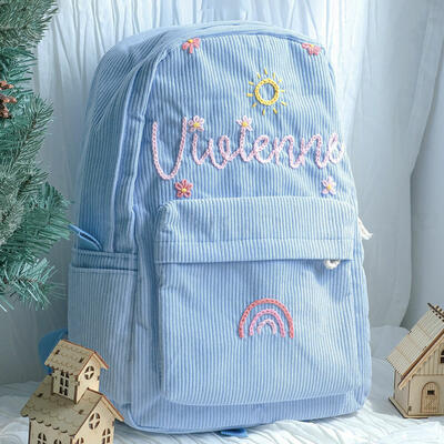 Custom School Bag Cute Backpack with Knitted Flowers Birthday Gift for Kids
