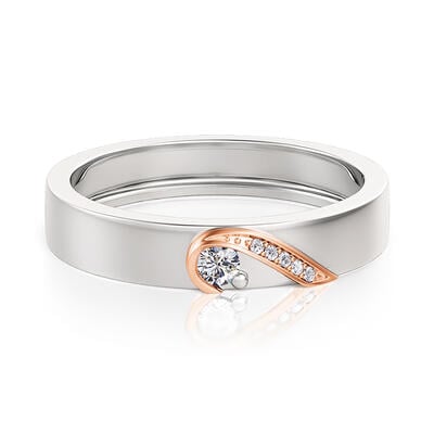 Jeulia Two Tone Heart Women's Wedding Band Sterling Silver