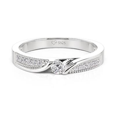Jeulia Classic Round Cut Bypass Pavé Engagement Ring