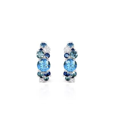 Jeulia Olivetta Multi‑Blue Hoop Earrings Sterling Silver