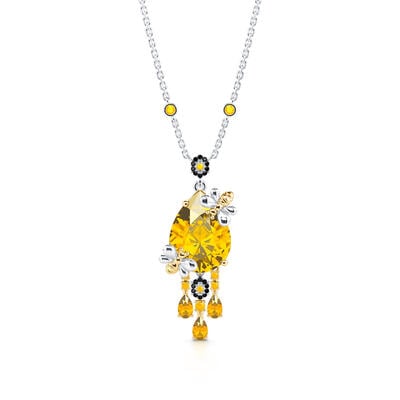 Jeulia "Gather Honey" Pear Cut Bee Sterling Silver Necklace