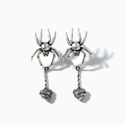 Jeulia "Spider & Heart" Sterling Silver Dangle Earrings