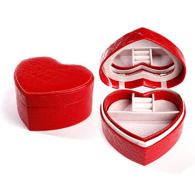 Jeulia Double-layer Heart Shape PU Jewelry Box