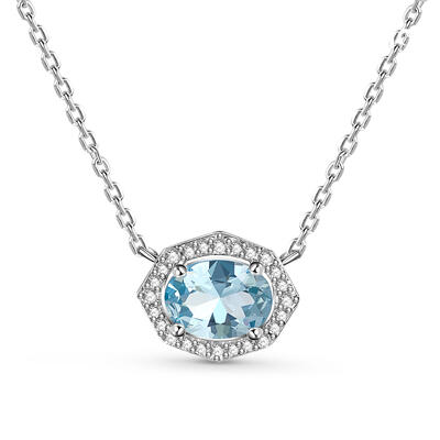 Jeulia Collier Vintage Halo Coupe ovale Argent Sterling