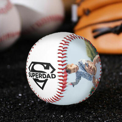 "Super Dad" Custom Photo Baseball Gifts for Father's Day