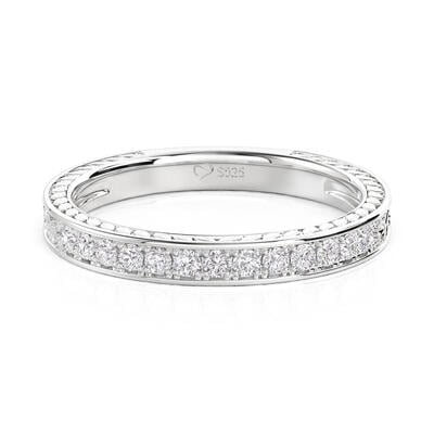 Jeulia Vintage Flower Engraved Eternity Ring for Women