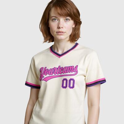 Custom Cream Baseball Jersey with Personalized Number and Team Logo Perfect for Sports Events