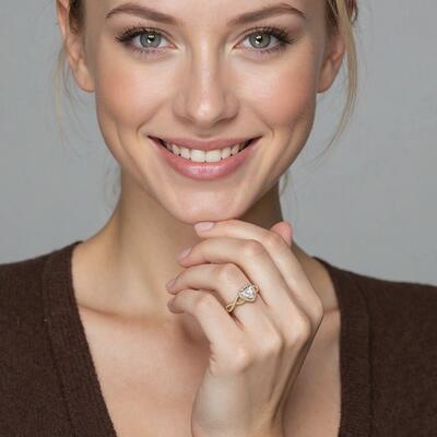 "All My Light" Heart Cut Halo Engagement Ring