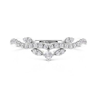 Jeulia Bande de Mariage pour Femme en Forme de V Feuille Pavé