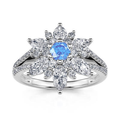 Jeulia "Shining Winter" Snowflake Marquise Cut Split Shank Sterling Silver Ring