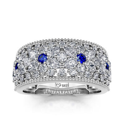 Jeulia Four Petals Flower Sterling Silver Women's Band