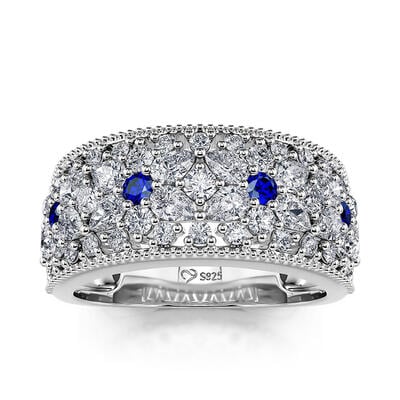 Jeulia Four Petals Flower Sterling Silver Women's Band