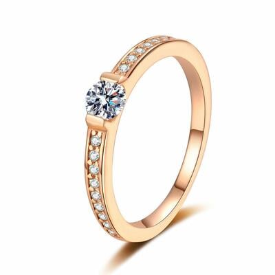 Jeulia Minimalist Rose Gold Round Cut Men's Eternity Ring Sterling Silver