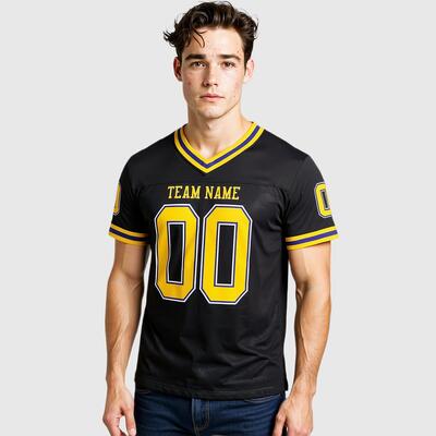 Custom Football Jersey Black Mesh Authentic Personalized Stitched Teamname and Yourname
