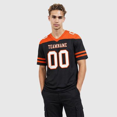Custom Black Team-Inspired American Football Fan Jersey - Personalized Name & Number Breathable Game Day Top