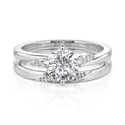 Jeulia Classic Bypass Round Cut Engagement Ring Set