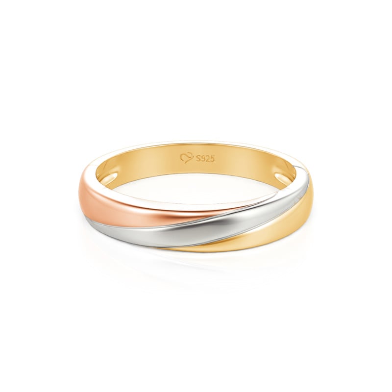 Jeulia Alliance Classique Tricolore pour Homme en Argent Sterling