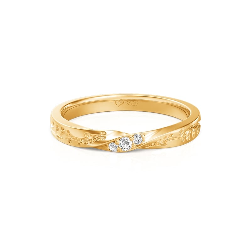 Jeulia Bague de Mariage Femme à Trois Pierres avec Vigne Gravée