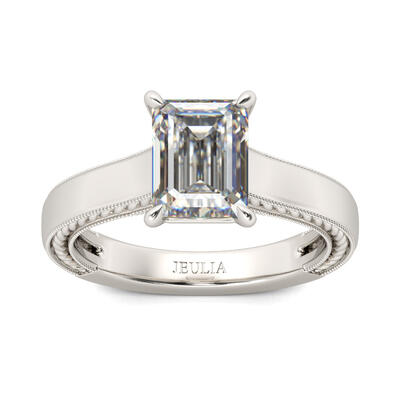 Jeulia Milgrain Emerald Cut Sterling Silver Ring