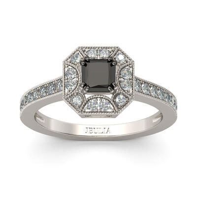 Jeulia Anillo Con Halo De Talla Princesa En Plata De Ley