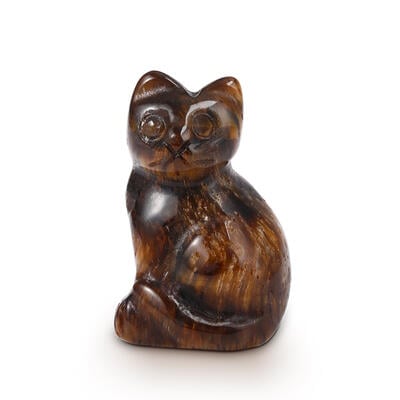 Jeulia "Believe in Yourself" Natural Tiger's Eye Lucky Cat Crystal Carving