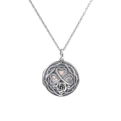 Jeulia Heart and Rose Locket Necklace